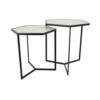 Plant Stand Table Set of 2, Black Metal Frame, Hexagonal White Tabletop
