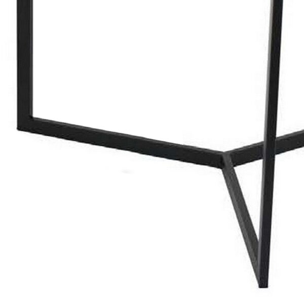 Plant Stand Table Set of 2, Black Metal Frame, Hexagonal White Tabletop