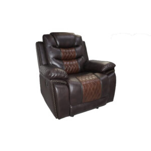 150220266991a61c06477.jpeg Asher 39 Inch Power Recliner Chair, Wood, Pocket Coils, Brown Faux Leather