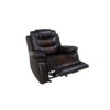 Asher 39 Inch Power Recliner Chair, Wood, Pocket Coils, Brown Faux Leather