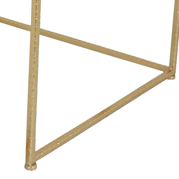 Neci Plant Stand Table Set of 3, Nesting Open Metal Gold Frame, White Top