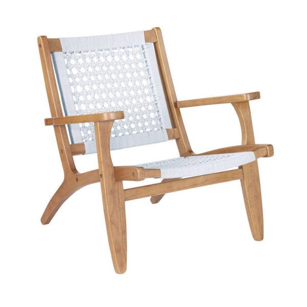 Heor 29 Inch Accent Chair, Hexagon Rope Woven Back, Seat, Brown, Gray