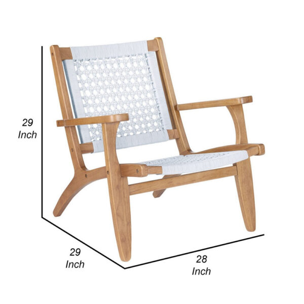 Heor 29 Inch Accent Chair, Hexagon Rope Woven Back, Seat, Brown, Gray