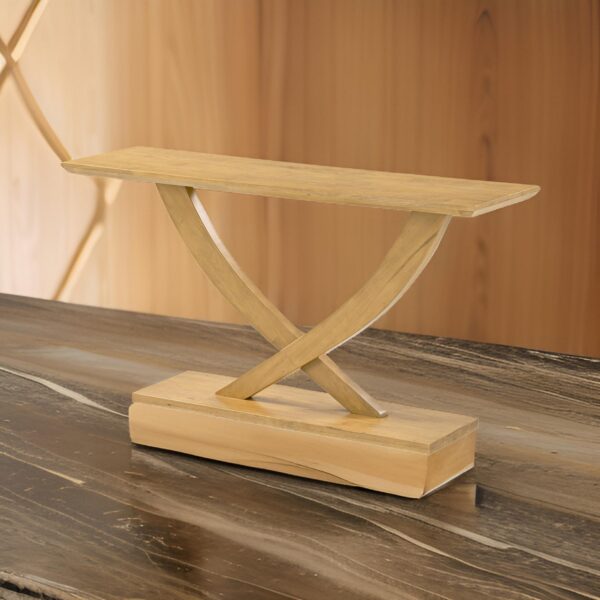 Rase 57 Inch Console Table, Cross Leg Design, Pedestal Base, Brown Wood