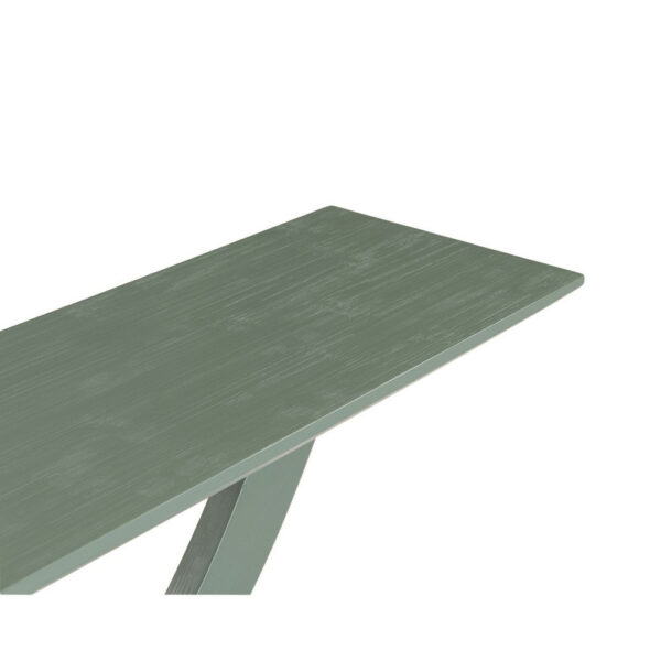 Rase 57 Inch Console Table, Cross Leg Design, Pedestal Base, Gray Green