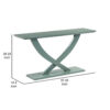 Rase 57 Inch Console Table, Cross Leg Design, Pedestal Base, Gray Green