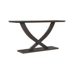 Rase 57 Inch Console Table, Cross Leg Design, Pedestal Base, Black Wood