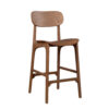 Seln 30 Inch Barstool Chair, Curved Seat, Open Back, Dark Brown Wood
