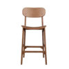 Seln 30 Inch Barstool Chair, Curved Seat, Open Back, Dark Brown Wood