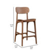 Seln 30 Inch Barstool Chair, Curved Seat, Open Back, Dark Brown Wood