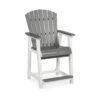 24 Inch Counter Stool Armchair Set of 2, Outdoor Slatted, Gray, White