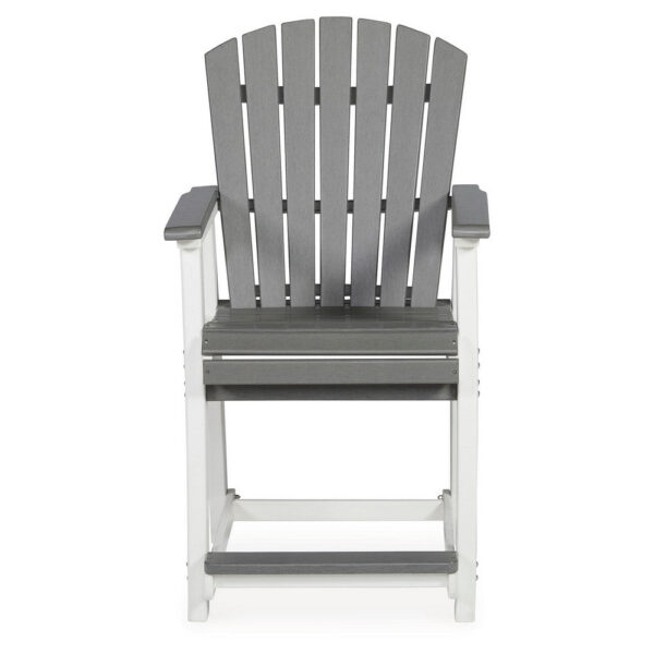 24 Inch Counter Stool Armchair Set of 2, Outdoor Slatted, Gray, White