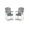 24 Inch Counter Stool Armchair Set of 2, Outdoor Slatted, Gray, White