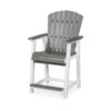24 Inch Counter Stool Armchair Set of 2, Outdoor Slatted, Gray, White