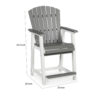 24 Inch Counter Stool Armchair Set of 2, Outdoor Slatted, Gray, White
