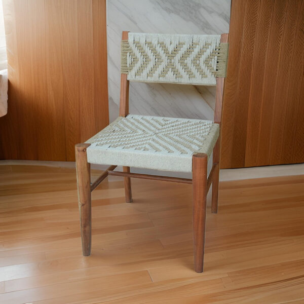 150220266991a772a50f9.jpeg Cero 21 Inch Dining Chair, Woven Cotton Seat and Back, Brown, Gray