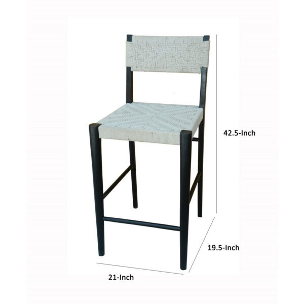 Cero 29 Inch Barstool Chair Set of 2, Wood, Cotton Woven, Black, Gray