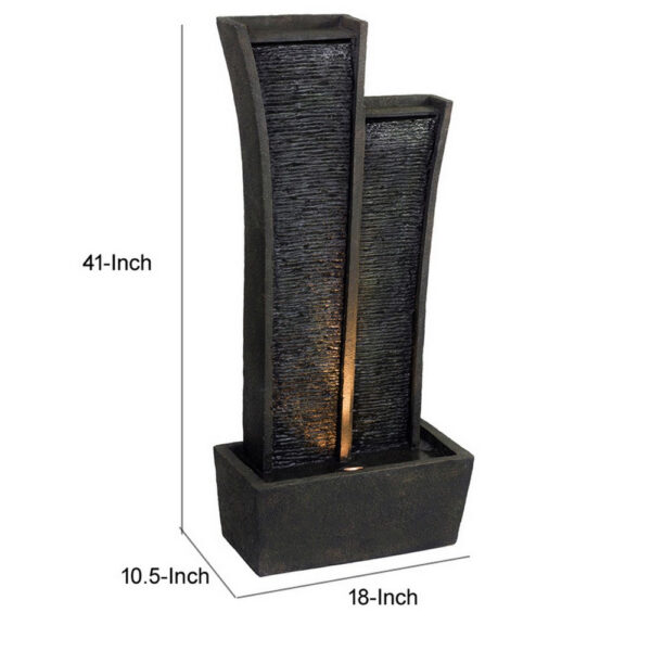 150220266991a7cc9a1ba.jpeg 41 Inch Tower Water Fountain, Tall Rectangular Rock, Halogen Light, Gray