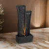 150220266991a7cf36f79.jpeg 41 Inch Tower Water Fountain, Tall Rectangular Rock, Halogen Light, Gray