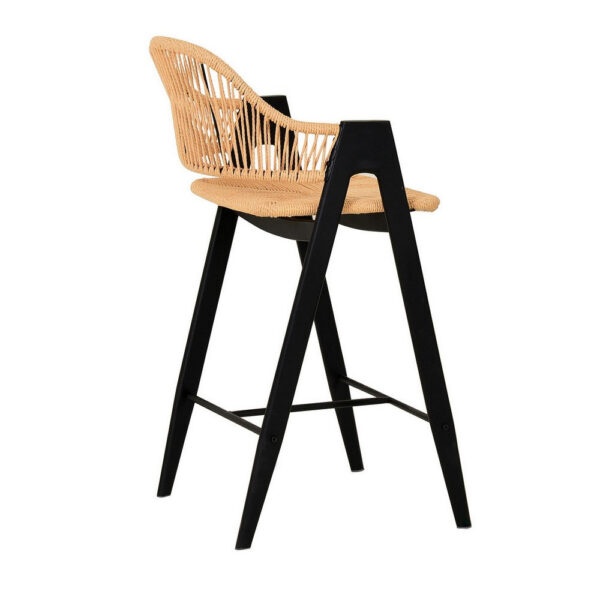 26 Inch Counter Stool Chair Set of 2, Woven Back, Iron Frame, Rattan, Beige