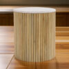 Cid Jolie 18 Inch Side End Table, White Marble Top, Brown Mango Wood Base