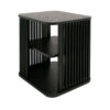 19 Inch Side End Table, 3 Shelves, Modern Vertical Slats, Black Ash Wood