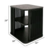 19 Inch Side End Table, 3 Shelves, Modern Vertical Slats, Black Ash Wood