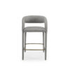 Cid Taya 26 Inch Counter Stool Chair, Tapered Legs, Gray Faux Leather