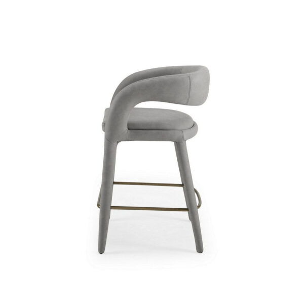 Cid Taya 26 Inch Counter Stool Chair, Tapered Legs, Gray Faux Leather