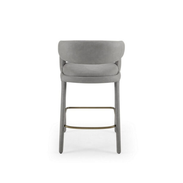 Cid Taya 26 Inch Counter Stool Chair, Tapered Legs, Gray Faux Leather