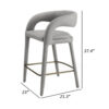 Cid Taya 26 Inch Counter Stool Chair, Tapered Legs, Gray Faux Leather