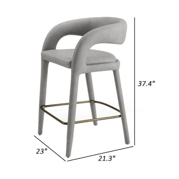 Cid Taya 26 Inch Counter Stool Chair, Tapered Legs, Gray Faux Leather