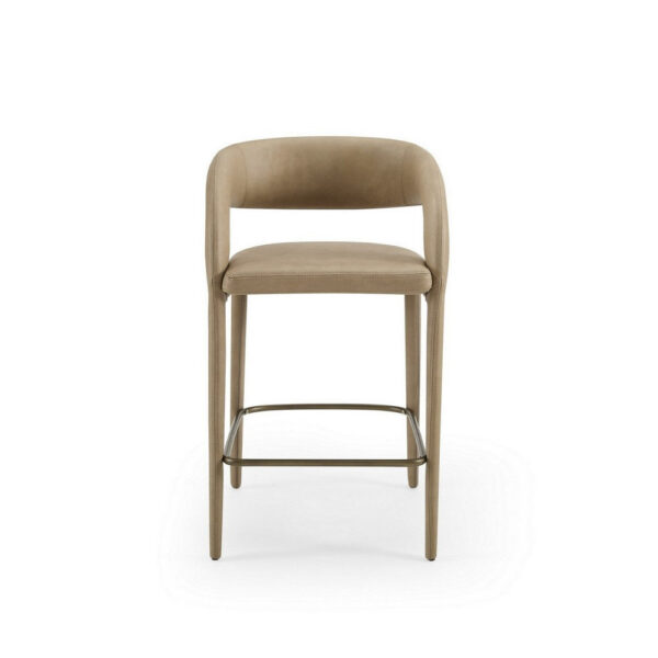 150220266991a821331b1.jpeg Cid Taya 26 Inch Counter Stool Chair, Tapered Legs, Tan Faux Leather