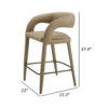 150220266991a82931e4a.jpeg Cid Taya 26 Inch Counter Stool Chair, Tapered Legs, Tan Faux Leather