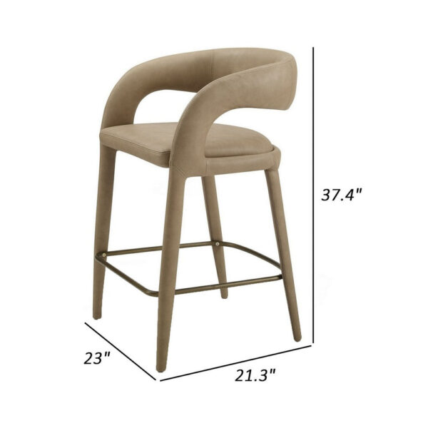 150220266991a82931e4a.jpeg Cid Taya 26 Inch Counter Stool Chair, Tapered Legs, Tan Faux Leather