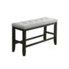 Woodlands 48 Inch Counter Height Bench, Wood, Tufted Seat, Black, White