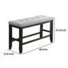 Woodlands 48 Inch Counter Height Bench, Wood, Tufted Seat, Black, White