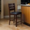 Woodlands 24 Inch Counter Height Chairs, Set of 2, Wheat Fabric Upholstered Seat, Black