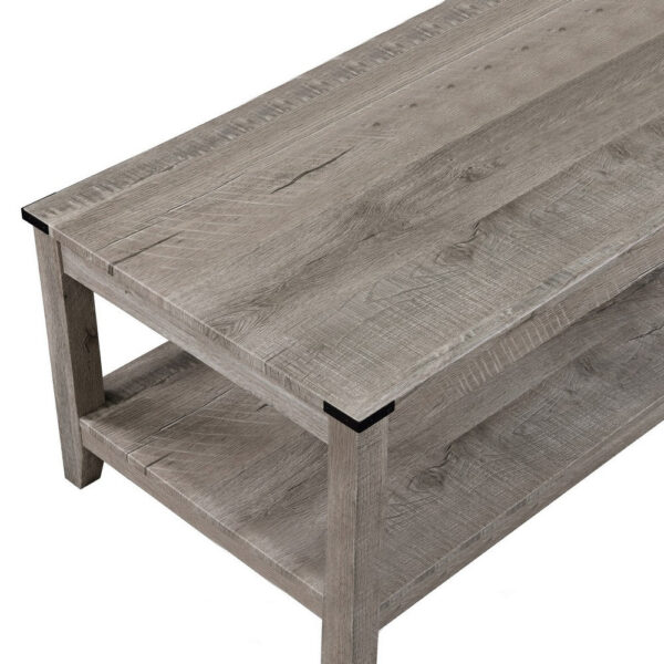 Hilton 3 Piece Coffee and End Table Set, Wood, Storage Shelf, Beige Finish