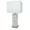 27 Inch Table Lamp Set of 2, Square White Shade, Steel Base, Marble, White
