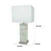 27 Inch Table Lamp Set of 2, Square White Shade, Steel Base, Marble, White