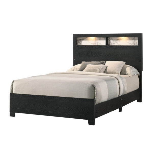 150220266991a8a7ac5a4.jpeg Yoh King Size Bed, Wood, Headboard with Lights and Shelves, Black