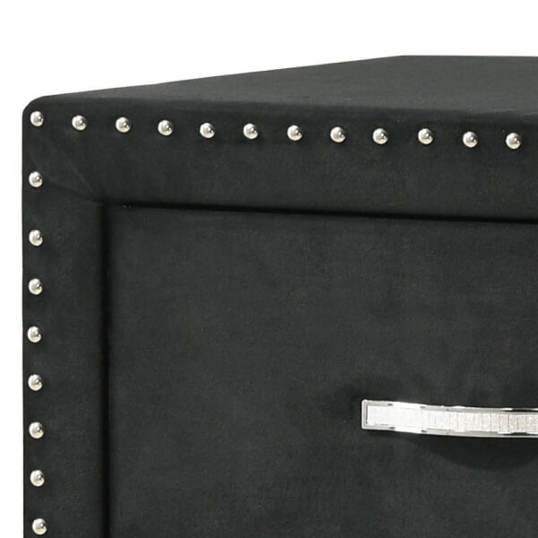 150220266991a917c1527.jpeg Moha 28 Inch Nightstand, Wood, 2 Drawers, Metal Handles, Black Velvet
