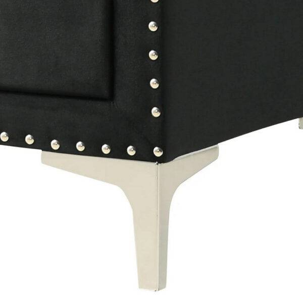 150220266991a91d3f74f.jpeg Moha 28 Inch Nightstand, Wood, 2 Drawers, Metal Handles, Black Velvet