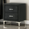 150220266991a923c49fa.jpeg Moha 28 Inch Nightstand, Wood, 2 Drawers, Metal Handles, Black Velvet