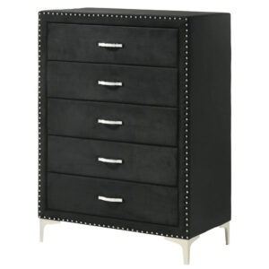 150220266991a9294f3b3.jpeg Moha 50 Inch Tall Dresser Chest, 5 Drawers, Metal Handles, Black Velvet