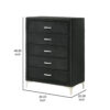 150220266991a932eed9e.jpeg Moha 50 Inch Tall Dresser Chest, 5 Drawers, Metal Handles, Black Velvet
