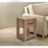 Umey 24 Inch Chairside Table, Drawer, Lower Shelf, Natural Brown Wood