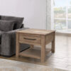 Umey 23 Inch Side End Table, 1 Drawer, Lower Shelf, Natural Brown Wood