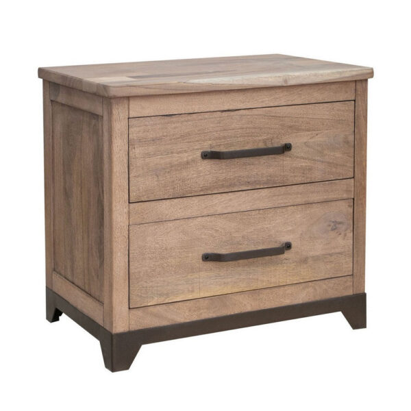 Umey 29 Inch Nightstand, Drawers, Metal Handles, Support Legs, Wood, Brown